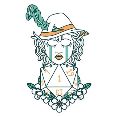 Retro Dövme Tarzı Ağlayan Elf Ozan Karakteri