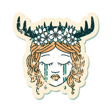 Ağlayan bir insan rahibin grunge çıkartması.