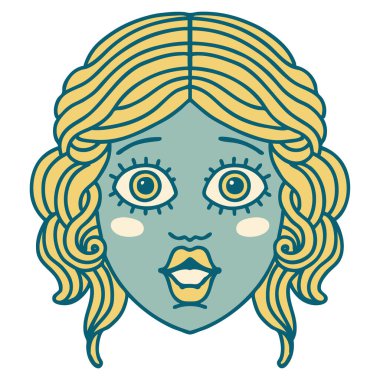 Kadın yüzünün ikonik dövme şekli