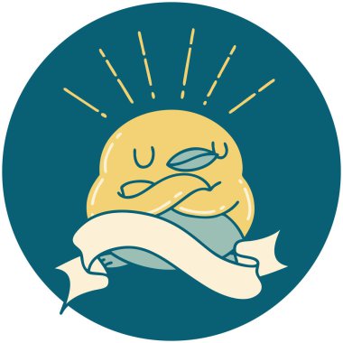 Katlanmış kanatları olan dövme stili bir Robin simgesi