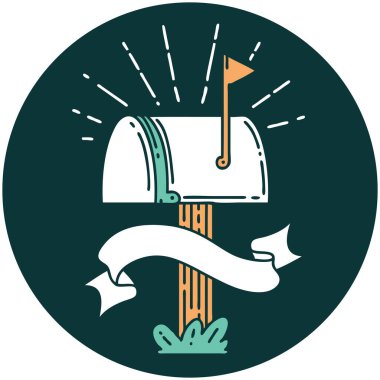 Dövme biçimi kapalı posta kutusu simgesi