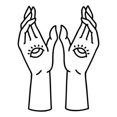 Mistik ellerin siyah çizgi şeklinde dövmesi