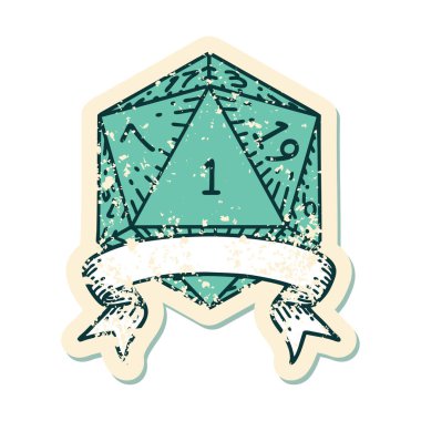 Retro Dövme Biçimi Doğal bir d20 zar atma