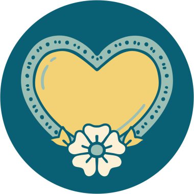 Bir kalp ve çiçeğin ikonik dövme şekli