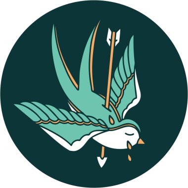 Okun deldiği bir kırlangıcın ikonik dövme şekli