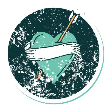 ok kalbi ve pankartın sembolik dövmeli görüntüsü