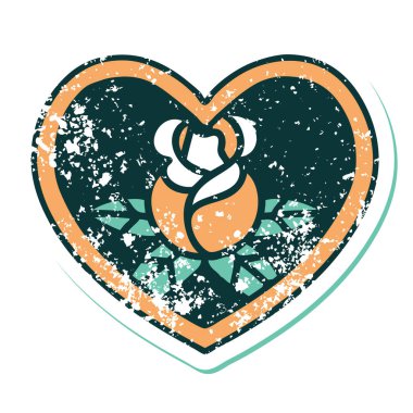 Bir kalp ve çiçeğin sembolik kederli dövme görüntüsü