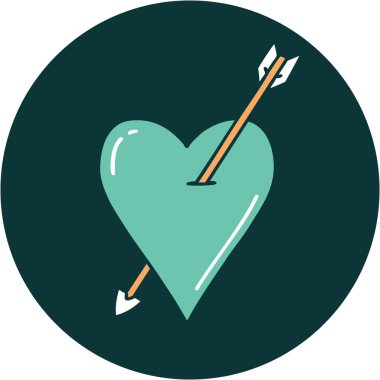 ok ve kalbin ikonik dövme görüntüsü