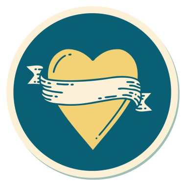 Geleneksel kalp ve bayrak stiliyle dövme çıkartması