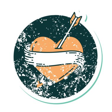 ok kalbi ve pankartın sembolik dövmeli görüntüsü