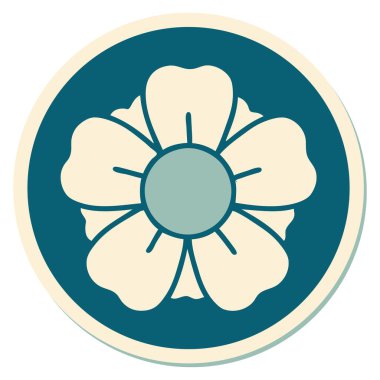 Geleneksel bir çiçek stiliyle dövme çıkartması