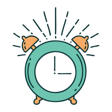 Geleneksel dövme stili çalar saatin çizimi