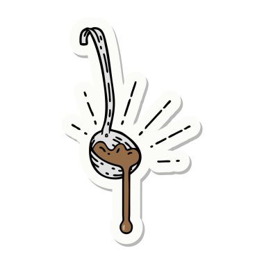 sticker of a tattoo style ladle of gravy clipart