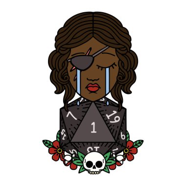 Retro Dövme Tarzı Ağlayan İnsan D20 ruloyla