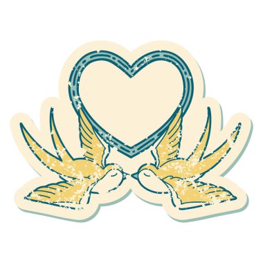 Kırlangıçların ve bir kalbin sembolik depresif dövmesi.