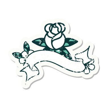 Tek bir gülün bayrağını taşıyan eski bir etiket