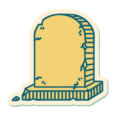 Mezar taşının geleneksel stiliyle dövme çıkartması.