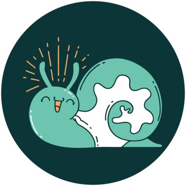 Dövme stili bir ikon Mutlu salyangoz