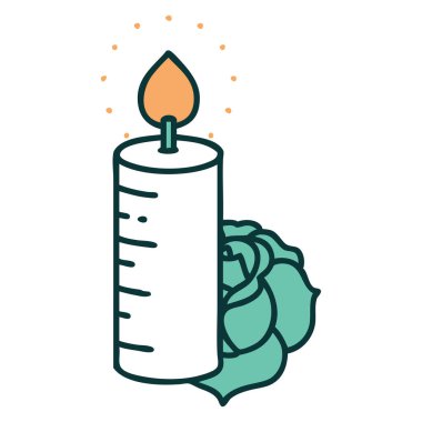 ikonik dövme stili mum ve gül.