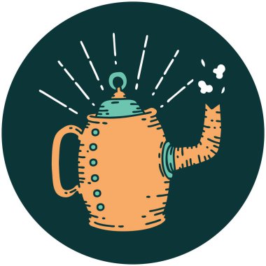 Dövme stili eski kahve demliğinin simgesi.