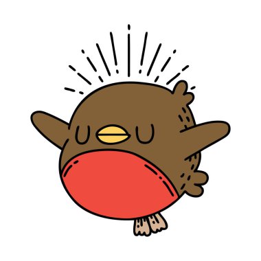 Geleneksel dövme kanat çırpan Robin 'in çizimi