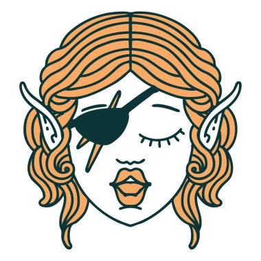 Retro Dövme Tarzı Elf düzenbaz karakter yüzü