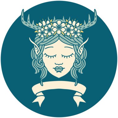 Retro Dövme Biçimli Elf Karakter Yüzü