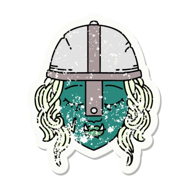 Retro Dövme Biçimli Ork savaşçı yüzü