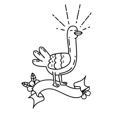 Siyah çizgili parşömen dövmeli deniz kuşu.