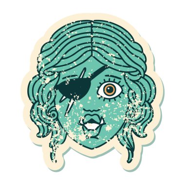 Retro Dövme Biçimli Ork karakter yüzü