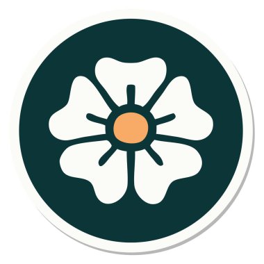 Geleneksel bir çiçek stiliyle dövme çıkartması