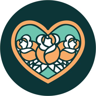 Bir kalp ve çiçeğin ikonik dövme görüntüsü