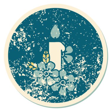 Bir mum ve çiçeğin sembolik depresif dövme görüntüsü