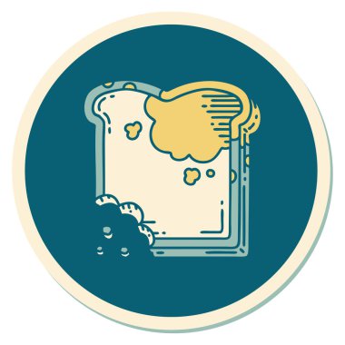 Geleneksel küflü ekmek stili dövme çıkartması.