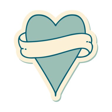 Geleneksel kalp ve bayrak stiliyle dövme çıkartması