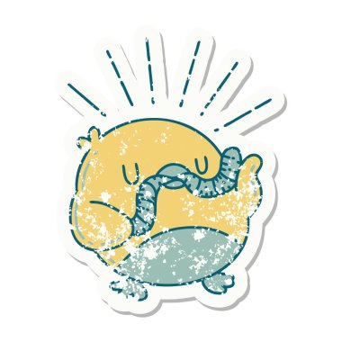 Eski bir dövme çıkartması. Kurtlu Robin.