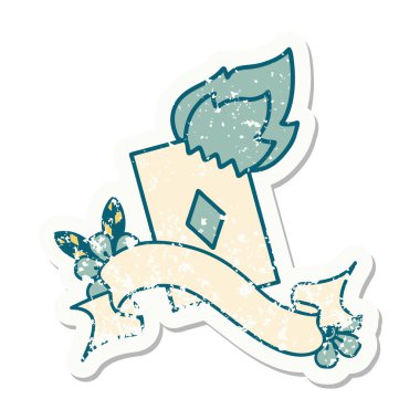 Alevli bir kartın bayrağını taşıyan eski bir etiket