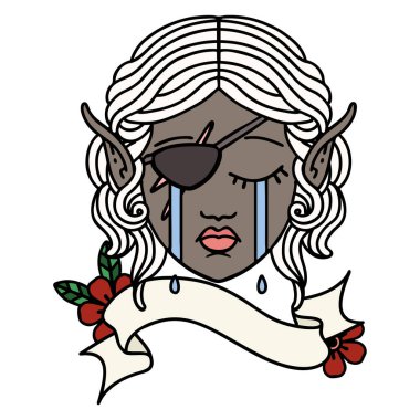 Retro Dövme Tarzı Ağlayan elf düzenbaz karakter yüzü