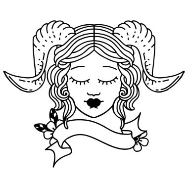 Siyah ve Beyaz Dövme Çizim Biçimi Karakter Yüzü 