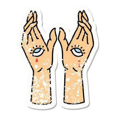 Geleneksel mistik eller stiliyle sıkıntılı etiket dövmesi