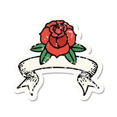 Üzerinde çiçek bayrağı olan eski bir etiket.