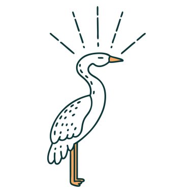 Geleneksel dövme stili leylek resmi