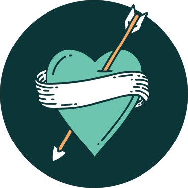 Bir okun kalp ve bayrağının ikonik dövme şekli