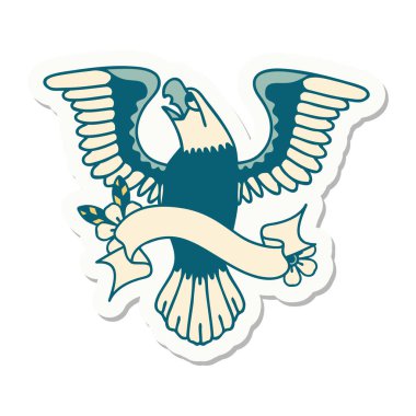 Amerikan kartalının bayrağıyla dövme stili çıkartması