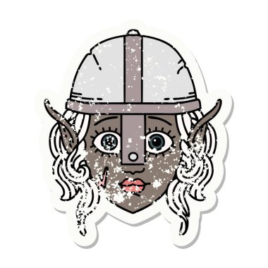 Retro Dövme Tarzı Elf savaşçı karakter yüzü