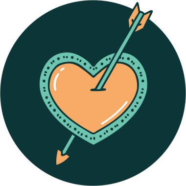 ok ve kalbin ikonik dövme görüntüsü