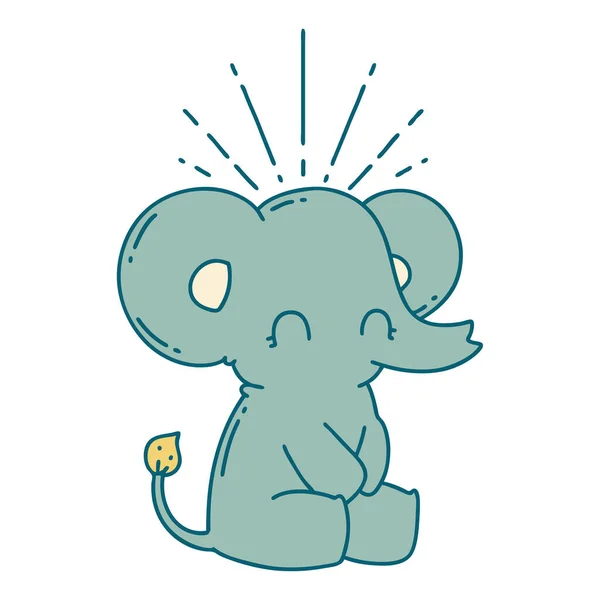 전통적 양식의 귀여운 코끼리 — 스톡 벡터