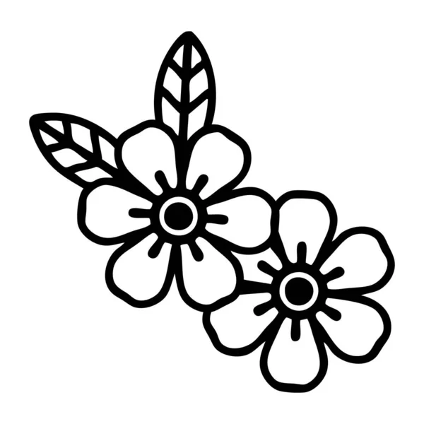 Tatouage Dans Style Ligne Noire Une Fleur — Image vectorielle