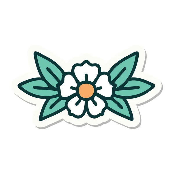 Sticker Van Tatoeage Traditionele Stijl Van Een Bloem — Stockvector