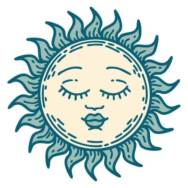 Güneşin Ikonik Dövme Şekli — Stok Vektör